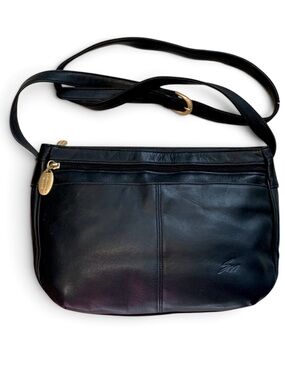 Stone Mountain Accessories Black Leather Crossbody with Gold Accents